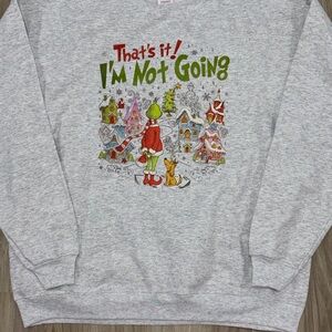 Gildan Gray funny Grinch Crewneck Sweater